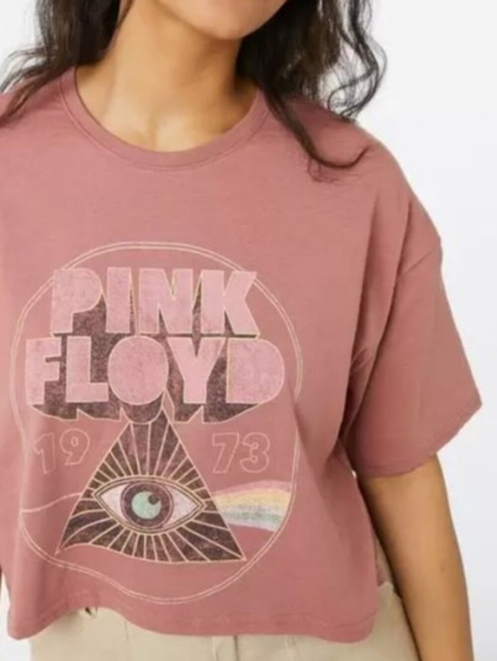 Pink Floyd Cropped Graphic Tee Boxy Fit | Licensed | Size M
